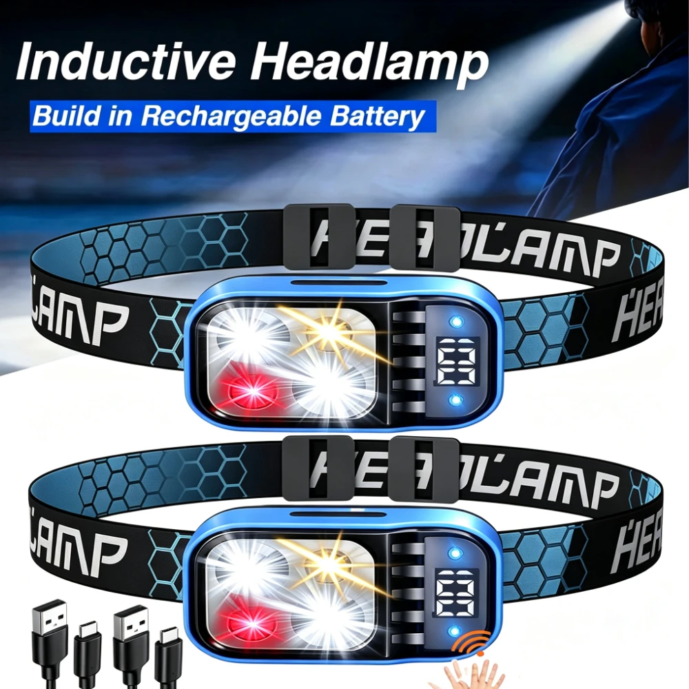 Headlamp Waterproof Rechargeable - High Power Rechargeable LED Headlamp with
