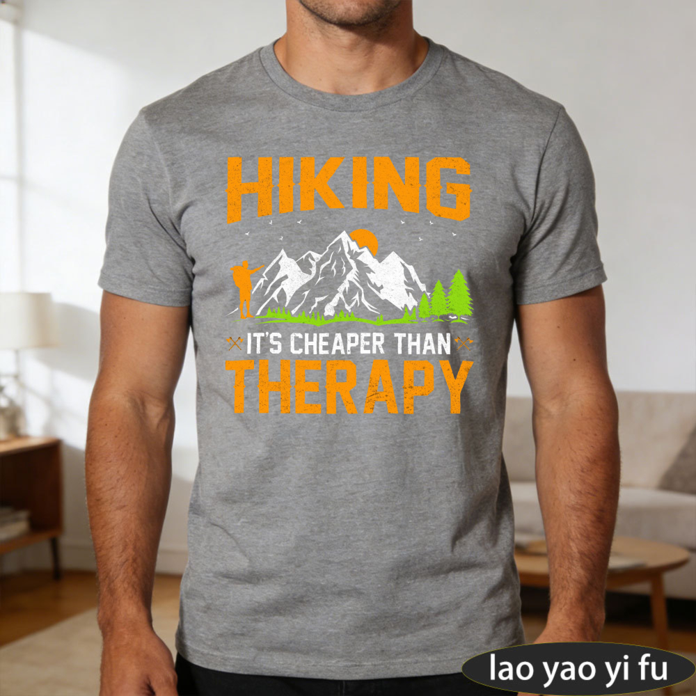 Hiking Therapy Men T-Shirt Cot - Outdoor Adventure Therapy ulasan dan harga